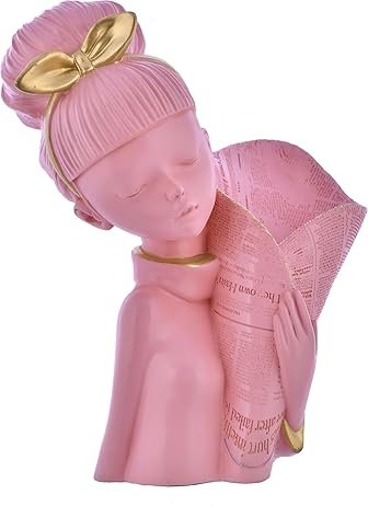 Decorative Flower Pink Lady Face with Basket Statue. - Image 4