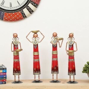 Metal Wrought Iron Tribal Lady Worker showpieces Ladies Doll Figurine Statue.