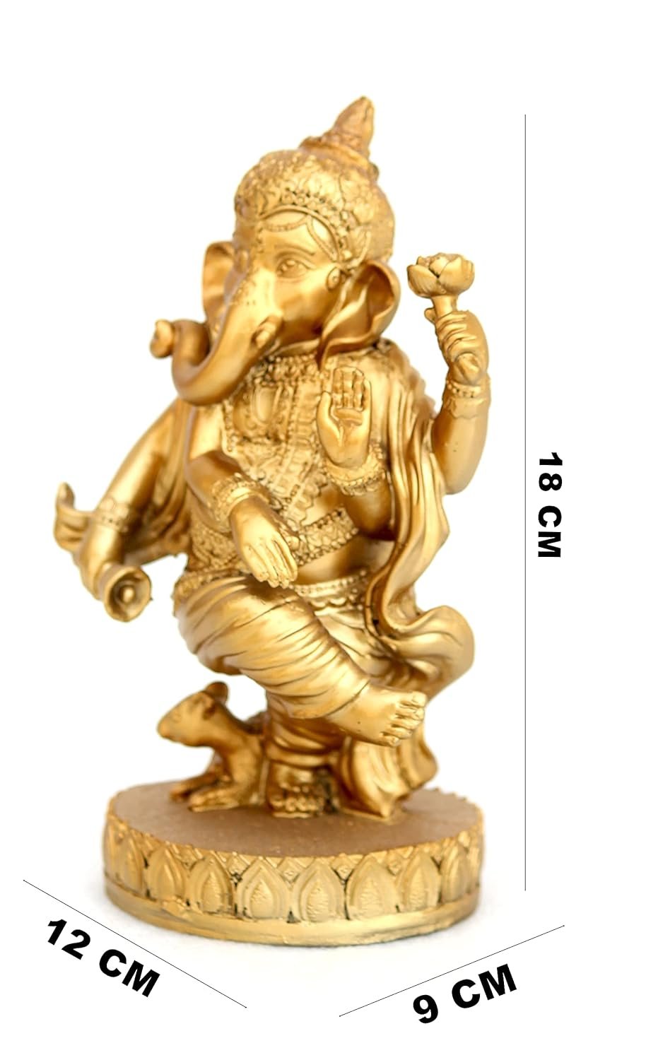 Beautiful Golden Finish Ganesha in Dancing Position Decorative Showpiece. - Image 3