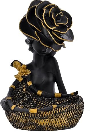 Black Lady with Basket Statue for Showpiece. - Image 2