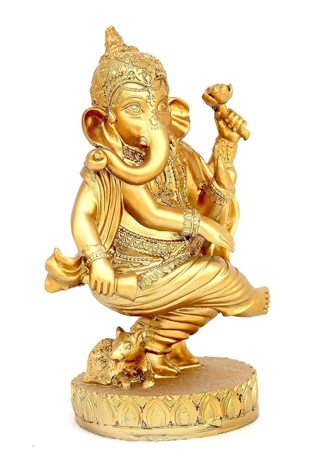 Beautiful Golden Finish Ganesha in Dancing Position Decorative Showpiece. - Image 4