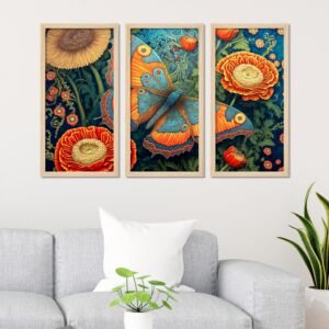 Close-up-of-a-Flower-with-Butterfly-with-Arylic-Glass-Wooden-Frames-Decor-item
