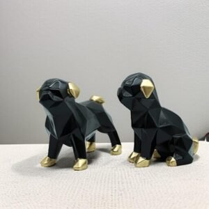 Decorative-Dog-Showpiece-Set-for-Home-Decor-Black-with-Gold-Accents