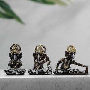 Decorative-Ganesha-Figurine-Set-Black-and-Gold.