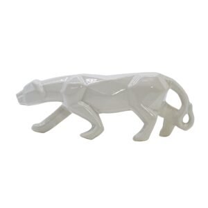 Decorative-Geometric-Panther-Sculpture-White-Ceramic