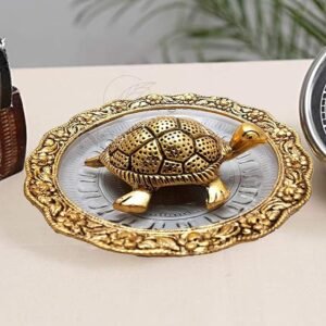 Handicrafts-Golden-Glass-Plate-Feng-Shui-Metal-Tortoise-Kachua-Plate-Turtle-Plate-Yantra-Vastu-Feng-Sui.