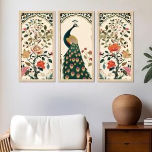 Indian-Folk-Art-Peacock-Madhubani-with-Arylic-Glass-Wooden-Frames-Decor-item-for-Living-room-Bedroom-Office.