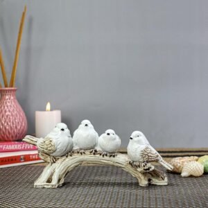 Polyresin-Decorative-4-White-Bird-Sitting-On-Tree-Branch-Figurine-for-Home-Decor.