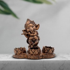 Ganesha-Tea-Light-Candle-Holder-with-3-Lotus-Design-Diyas.