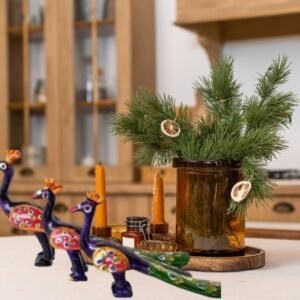 Handcrafted-Decorative-Wooden-Hand-Painted-Peacock-Showpiece.