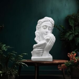 Mother and Child Decorative Statue, White Resin Sculpture