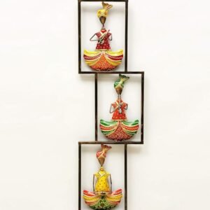 3 Iron Musicians Frame Wall Hanging ShowpieceTraditional Flutist Murli Bajanewale
