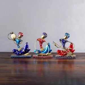 Handmade Handpainted Tribal Rajasthan's Langa Musicians in Iron Decorative Gift Item