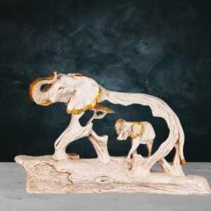 Mother and Child Elephant Showpiece Elephant Figurine  Statue Showpiece with Baby Elephant On Wooden Base  Showpieces for Home Décor
