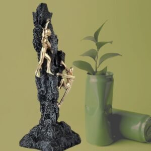 Mountain Climbers Showpiece – Handcrafted Indian  Handicraft Decor with 2 Men Climbing Rock, Unique  Mountaineer Statue