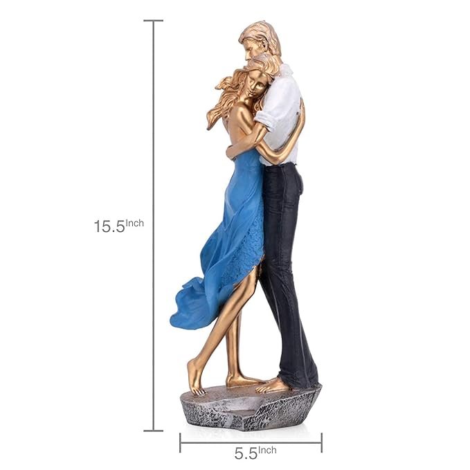 Romantic Love Couple Showpiece for Home Decor Anniversary Wedding Valentine Beautiful Gift Items (Love Couple Statue - Blue) - Image 4