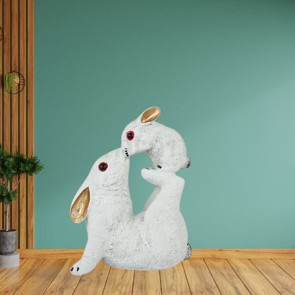 Mother Baby Love Playing Decorative Rabbit Showpiece Figurine for Home Decor | Decorative Idols for Living Room, Bedroom, Office Desk, Cabinets - Image 2