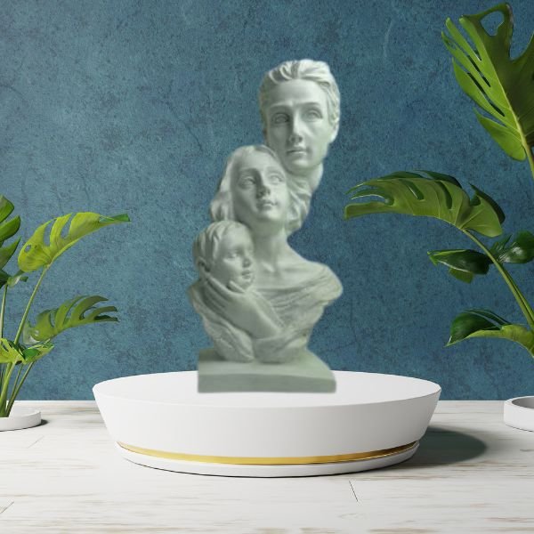 Polyresin Statue Family of 3, for Home Décor and Gifting, Showpice White .